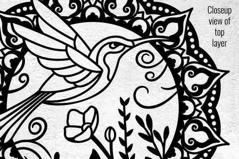 Hummingbird and Wildflowers Mandala laser cut files SVG Angel on Empire 