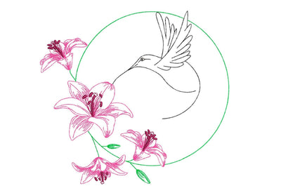 Hummingbird Embroidery Design, 5 sizes Embroidery/Applique DESIGNS Nino Nadaraia 