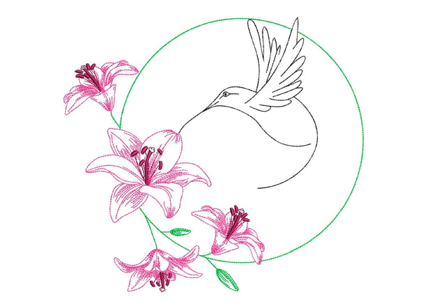 Hummingbird Embroidery Design, 5 sizes Embroidery/Applique DESIGNS Nino Nadaraia 