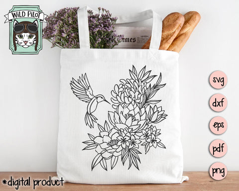 Hummingbird Floral Garden SVG Cut File SVG Wild Pilot 