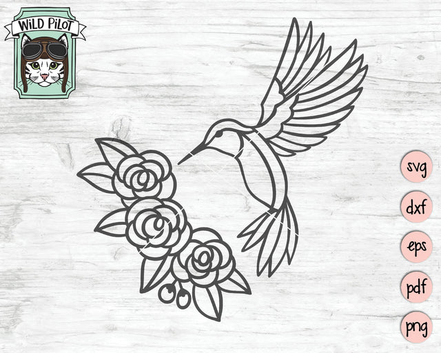 Hummingbird Floral SVG Cut File SVG Wild Pilot 