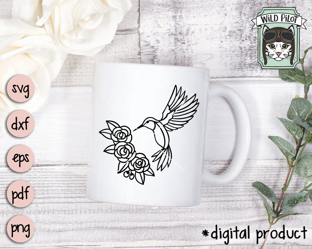 Hummingbird Floral SVG Cut File - So Fontsy