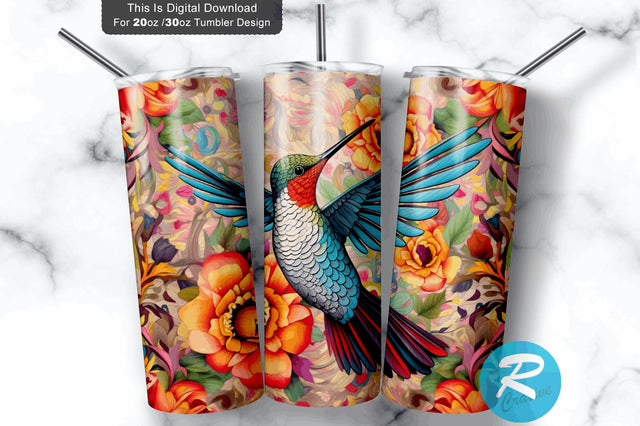 Hummingbird Flower 20 oz / 30 oz Tumbler PNG Sublimation Regulrcrative 