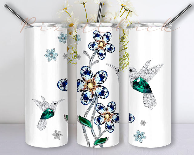 Hummingbird Flower 20oz Skinny Tumbler Sublimation Designs for Straight/Tapered Tumbler Design PNG Digital Download Sublimation PixelChick 
