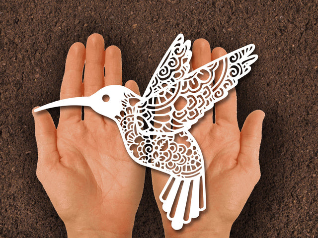Hummingbird Flower Paper cut SVG Johan Ru designs 