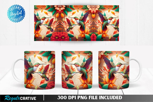 Hummingbird Flowers 11, 12 & 15 Oz Mug Sublimation Sublimation Regulrcrative 