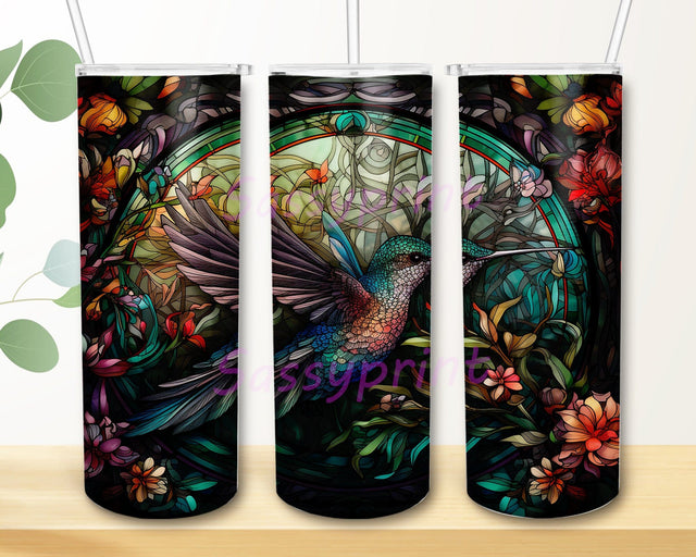 Hummingbird Flowers 20oz Skinny Tumbler Png, Hummingbird Tumbler Design, Colorful Hummingbird Floral Tumbler, Hummingbirds Tropical Flowers Tumbler Sublimation sassyprint 