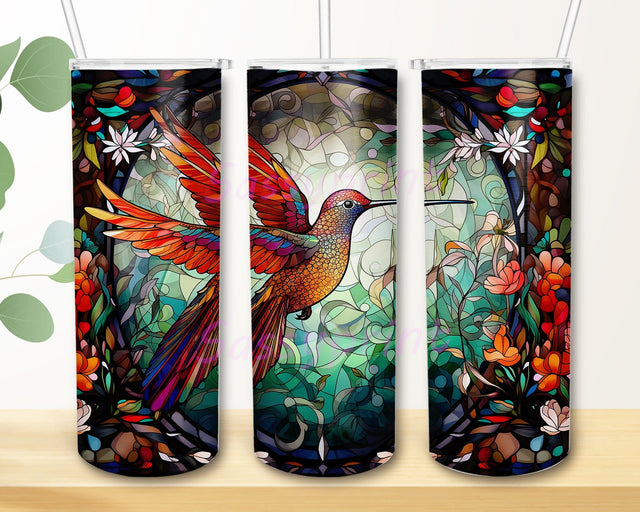 Hummingbird Flowers 20oz Skinny Tumbler Png, Hummingbird Tumbler Design, Colorful Hummingbird Floral Tumbler, Hummingbirds Tropical Flowers Tumbler Sublimation sassyprint 