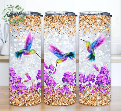 Hummingbird Glitter 20oz Skinny Tumbler Png, Hummingbird Tumbler Png, Gold Glitter Tumbler Png, Hummingbird Color Tumbler, Floral Hummingbird Tumbler Png Sublimation AdriOP 