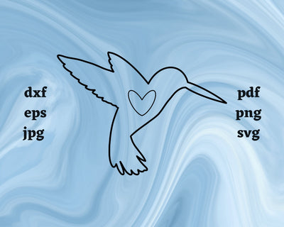 Hummingbird Heart SVG Cut File SVG Northern Light SVG 