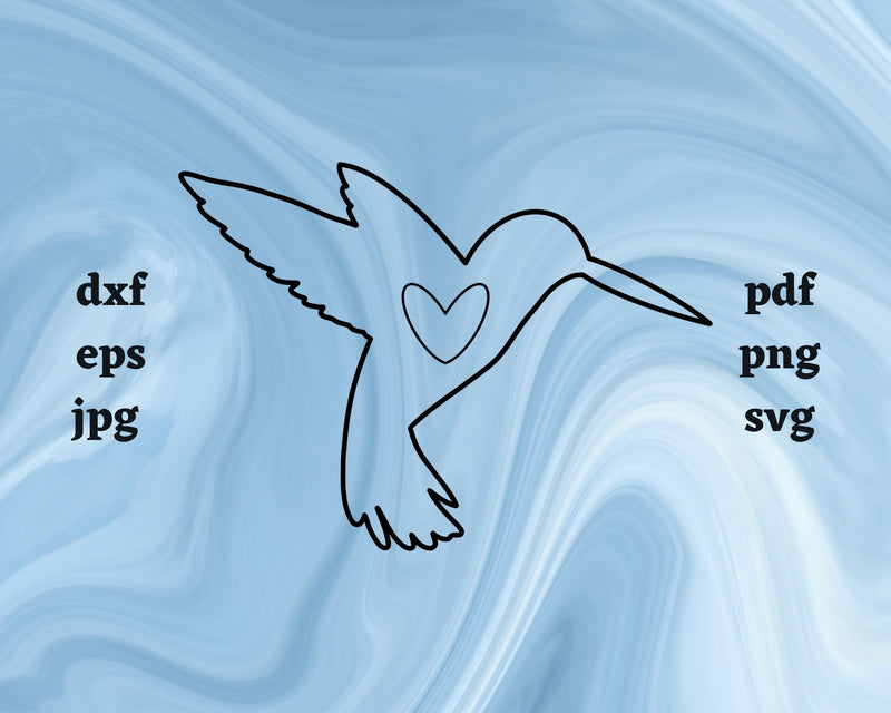 Hummingbird Heart SVG Cut File SVG Northern Light SVG 