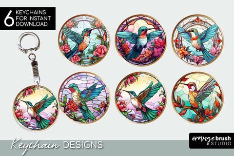 Hummingbird Keychain Sublimation Bundle, Summer Keychain Sublimation OrangeBrushStudio 