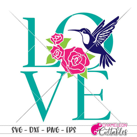 Hummingbird Love with Roses - Summer - Spring - Shirt Design - SVG SVG Chameleon Cuttables 