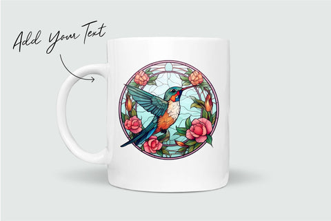 Hummingbird Round Background Stained Glass Sublimation Sublimation OrangeBrushStudio 