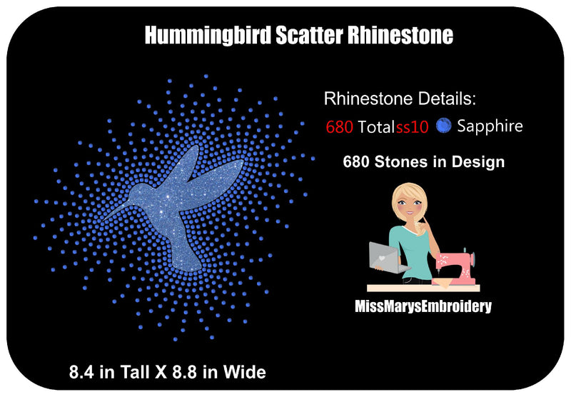 Hummingbird Scatter Rhinestone & Vinyl SVG MissMarysEmbroidery 