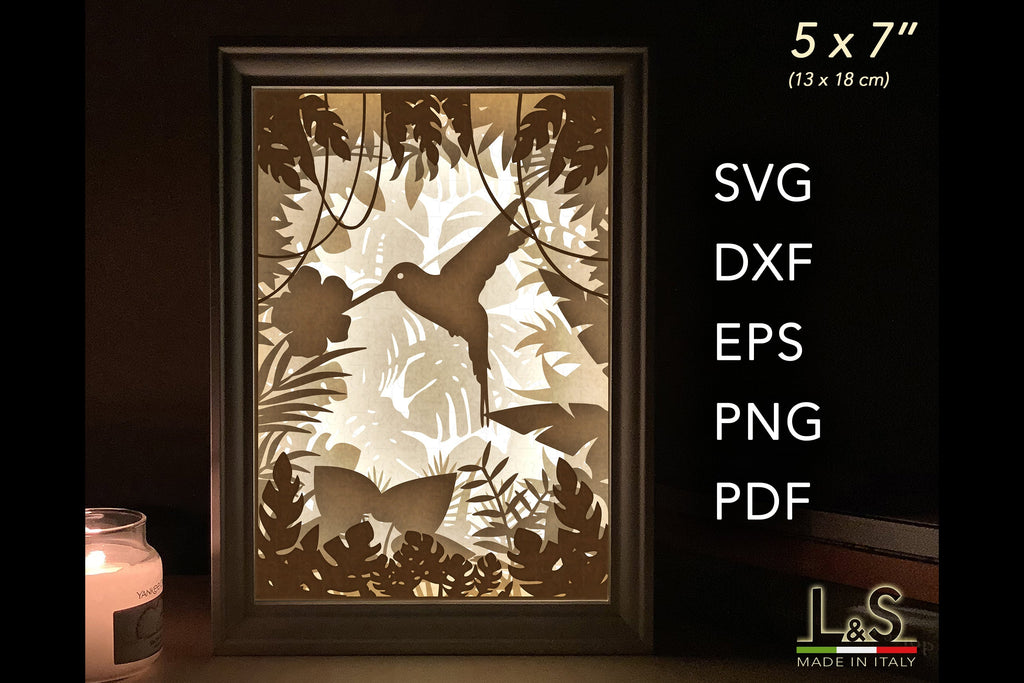 Hummingbird Shadow Box Hummingbird Shadow Box Svg | 3D Light Box Template - So Fontsy