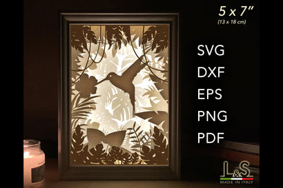 Hummingbird Shadow Box Svg | 3D Light Box Template 3D Paper Lights & Silhouettes 