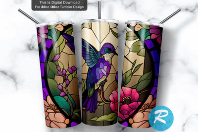 Hummingbird Stained 20 oz / 30 oz Tumbler PNG Sublimation Regulrcrative 
