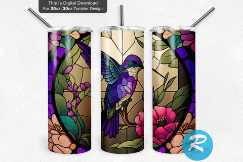 Hummingbird Stained 20 oz / 30 oz Tumbler PNG Sublimation Regulrcrative 