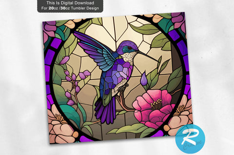 Hummingbird Stained 20 oz / 30 oz Tumbler PNG Sublimation Regulrcrative 