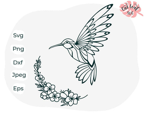 Hummingbird svg, Hummingbird clipart, floral wreath svg, flourish svg, floral frame, wreath svg, bird svg, floral svg, monogram frame svg SVG CutLeafSvg 