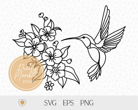 Hummingbird svg, Hummingbird with flowers svg, Bird cut file, Garden png SVG Pretty Meerkat 