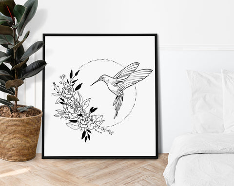 Hummingbird svg, Wreath with peony, Flying bird png SVG Pretty Meerkat 