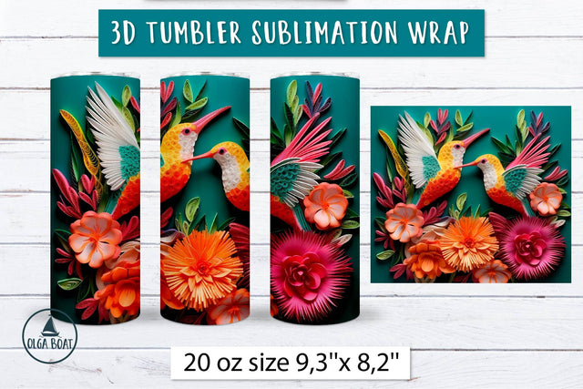 Hummingbird tumbler design | 3d Sublimation tumbler wrap Sublimation Olga Boat Design 