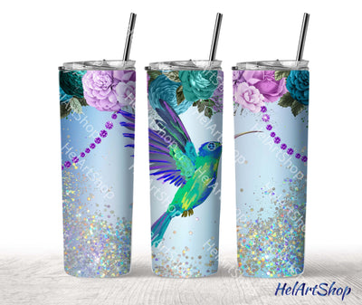 Hummingbird Tumbler PNG, Glitter SKINNY TUMBLER Png Sublimation _HelArtShop_ 