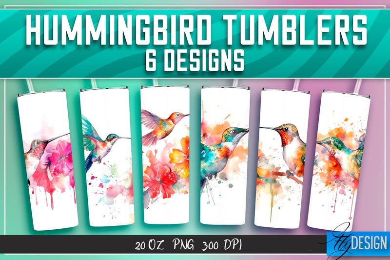 Hummingbird Tumblers Bundle Wrap 20 oz v.1 Sublimation Fly Design 