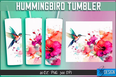 Hummingbird Tumblers Bundle Wrap 20 oz v.1 Sublimation Fly Design 