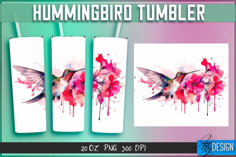 Hummingbird Tumblers Wrap 20 oz v.1 Sublimation Fly Design 