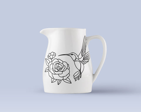 Hummingbird with flower svg, Flying bird png, Garden cut file SVG Pretty Meerkat 