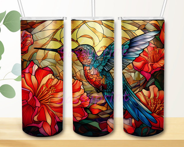 Hummingbird With Flowers 20oz Skinny Tumbler Png, Hummingbird Flowers Tumbler, Colorful Hummingbird Floral Tumbler, Hummingbirds Tropical Flowers Tumbler Sublimation sassyprint 