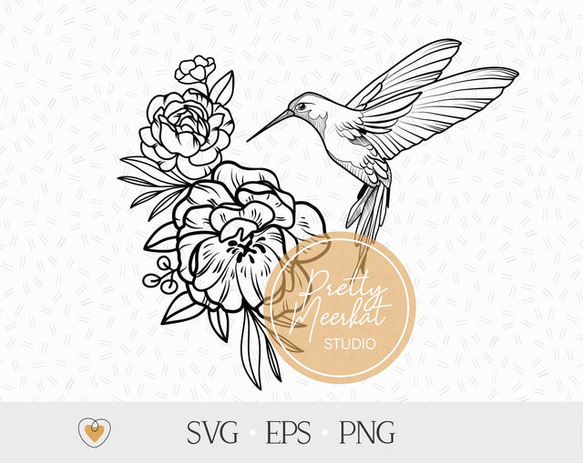 Hummingbird with flowers svg, Flying bird png, Garden, Svg files for cricut SVG Pretty Meerkat 
