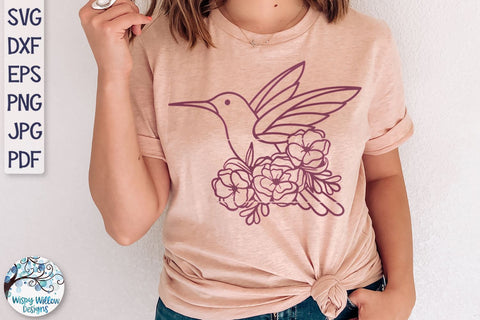 Hummingbird with Flowers SVG SVG Wispy Willow Designs 