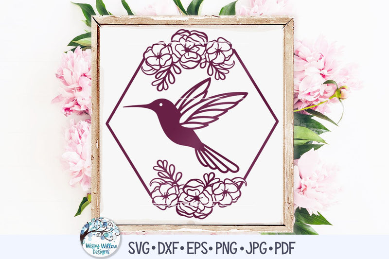 Hummingbird with Flowers SVG SVG Wispy Willow Designs 