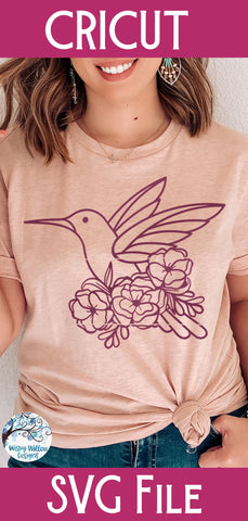 Hummingbird with Flowers SVG SVG Wispy Willow Designs 