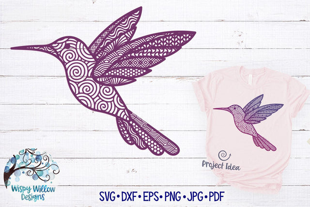 Hummingbird Zentangle SVG SVG Wispy Willow Designs 