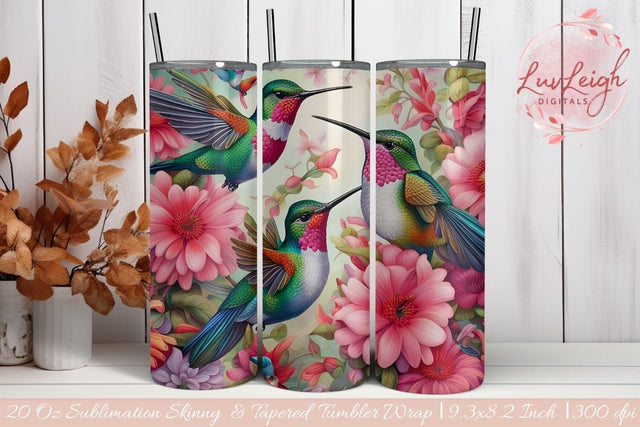 Hummingbirds Floral Tumbler wrap Sublimation Luvleigh Digitals 