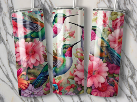 Hummingbirds Floral Tumbler wrap Sublimation Luvleigh Digitals 