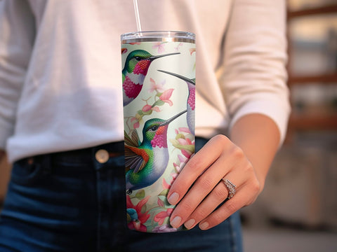Hummingbirds Floral Tumbler wrap Sublimation Luvleigh Digitals 