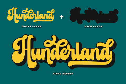 Hunderland - Bold Retro Script Display Font ahweproject 