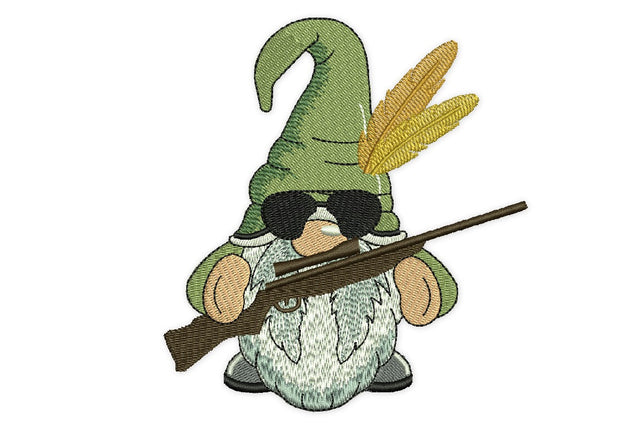 Hunter Gnome Embroidery Design, Angler embroidery, Mini hunting pattern Embroidery/Applique DESIGNS NextEmbroidery 