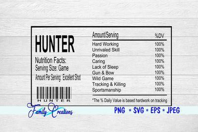 Hunter Nutrition Label SVG Family Creations 