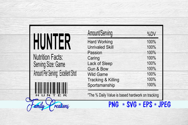 Hunter Nutrition Label SVG Family Creations 