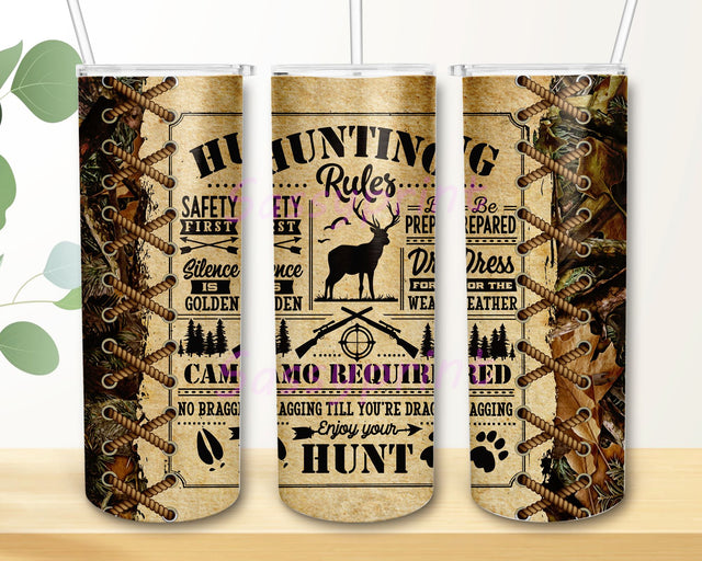 Hunting 20oz Skinny Tumbler Sublimation, Hunting Tumbler PNG, Designs Deer Hunting, Rule Camo Hunt Sublimation, Hunting Design Sublimation sassyprint 