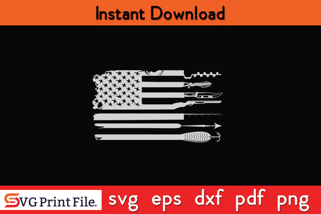 Hunting And Fishing American Flag SVG PNG CRAFTS SVG SVG Print File 