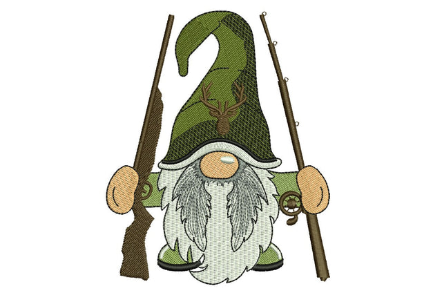 Hunting and Fishing Gnome Embroidery Design, Hunter embroidery, Angler embroidery, Mini hunting pattern, Machine Embroidery design Embroidery/Applique DESIGNS NextEmbroidery 