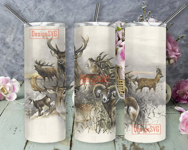 Hunting Deer Forest Tumbler PNG, Deer Hunting 20oz Skinny Tumbler PNG, Hunting Lover Sublimation Design Download, Coffee Tumbler Template, Skinny Tumbler PNG Sublimation DesignSVG 